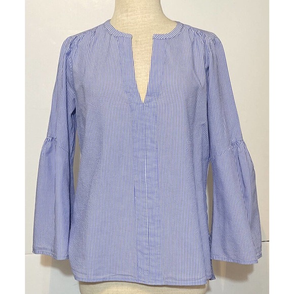 Ann Taylor Tops - ANN TAYLOR Misses. S Cotton Lyocel Blouse Blue White Stripes
